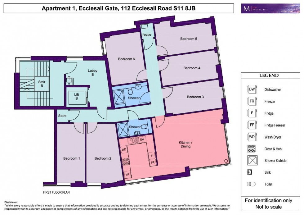Floorplan for Apt 1, 112 Ecclesall Road
